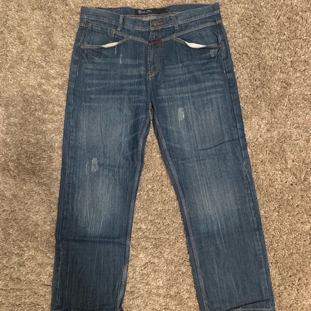 MARITHE GIRBAUD Blue XEdge Relaxed Fit Distressed